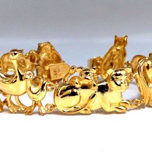 14kt Gold Animal Trail Noah Ark Bracelet Bear Sheep Kangaroo Pig Swan Lion Puppy